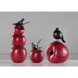 y16358-小鳥櫻桃/蘋果擺件 立體雕塑.擺飾 立體擺飾系列 動物、人物系列